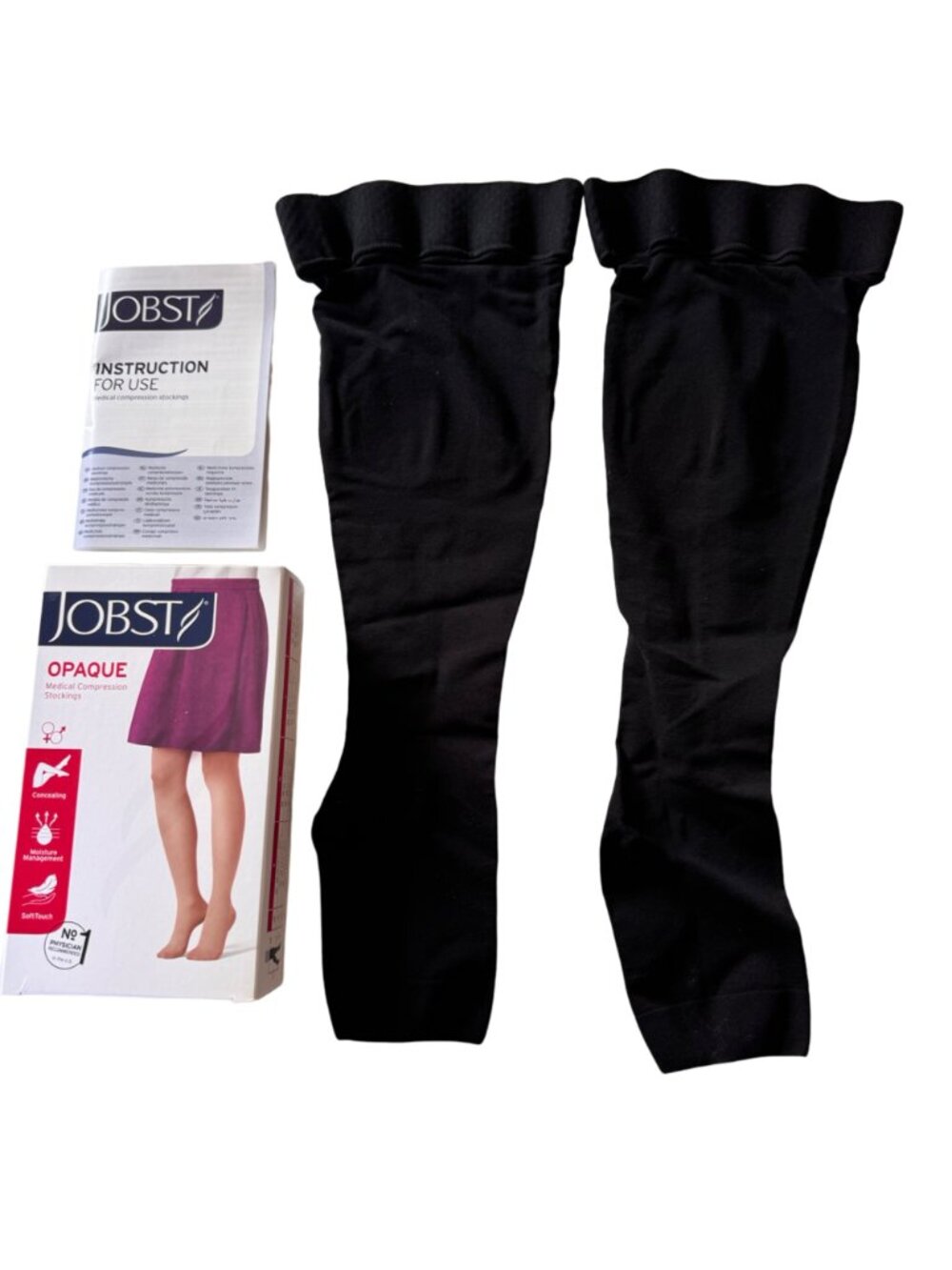 Jobst Opaque Black THIGH Open Toe Compression Stockings 20-30mmHg Support XL - Picture 11 of 11